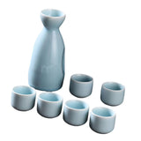 Maxbell Ceramic Sake Set Gifts Ornament Sake Drink for Tea Party Cupboard Restaurant Blue