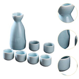 Maxbell Ceramic Sake Set Gifts Ornament Sake Drink for Tea Party Cupboard Restaurant Blue