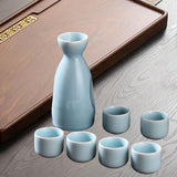 Maxbell Ceramic Sake Set Gifts Ornament Sake Drink for Tea Party Cupboard Restaurant Blue
