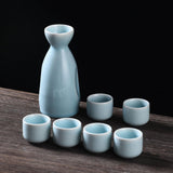 Maxbell Ceramic Sake Set Gifts Ornament Sake Drink for Tea Party Cupboard Restaurant Blue