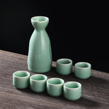 Maxbell Ceramic Sake Set Gifts Ornament Sake Drink for Tea Party Cupboard Restaurant Green