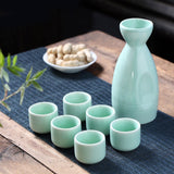 Maxbell Ceramic Sake Set Gifts Ornament Sake Drink for Tea Party Cupboard Restaurant Green