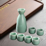 Maxbell Ceramic Sake Set Gifts Ornament Sake Drink for Tea Party Cupboard Restaurant Green