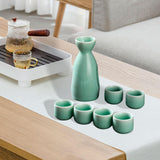 Maxbell Ceramic Sake Set Gifts Ornament Sake Drink for Tea Party Cupboard Restaurant Green
