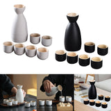 Maxbell Japanese Sake Set Ceramic Sake Pot Cups Set for Tea Party Home Cabinet White