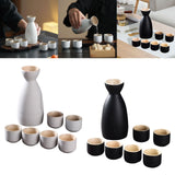 Maxbell Japanese Sake Set Ceramic Sake Pot Cups Set for Tea Party Home Cabinet White