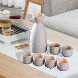 Maxbell Japanese Sake Set Ceramic Sake Pot Cups Set for Tea Party Home Cabinet White