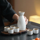 Maxbell Japanese Sake Set Ceramic Sake Pot Cups Set for Tea Party Home Cabinet White