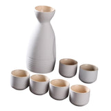 Maxbell Japanese Sake Set Ceramic Sake Pot Cups Set for Tea Party Home Cabinet White