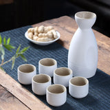 Maxbell Japanese Sake Set Ceramic Sake Pot Cups Set for Tea Party Home Cabinet White