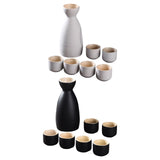 Maxbell Japanese Sake Set Ceramic Sake Pot Cups Set for Tea Party Home Cabinet White
