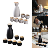 Maxbell Japanese Sake Set Ceramic Sake Pot Cups Set for Tea Party Home Cabinet White