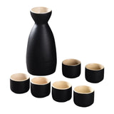 Maxbell Japanese Sake Set Ceramic Sake Pot Cups Set for Tea Party Home Cabinet Black