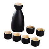 Maxbell Japanese Sake Set Ceramic Sake Pot Cups Set for Tea Party Home Cabinet Black