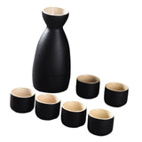 Maxbell Japanese Sake Set Ceramic Sake Pot Cups Set for Tea Party Home Cabinet Black