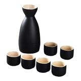Maxbell Japanese Sake Set Ceramic Sake Pot Cups Set for Tea Party Home Cabinet Black