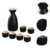Maxbell Japanese Sake Set Ceramic Sake Pot Cups Set for Tea Party Home Cabinet Black