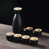 Maxbell Japanese Sake Set Ceramic Sake Pot Cups Set for Tea Party Home Cabinet Black