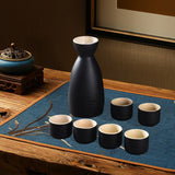 Maxbell Japanese Sake Set Ceramic Sake Pot Cups Set for Tea Party Home Cabinet Black