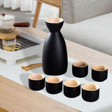 Maxbell Japanese Sake Set Ceramic Sake Pot Cups Set for Tea Party Home Cabinet Black