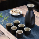 Maxbell Japanese Sake Set Ceramic Sake Pot Cups Set for Tea Party Home Cabinet Black