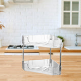 Maxbell 2 Layer Anti Slip Modern Sundries Organizer for Living Room Hotel Restaurant clear white