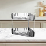 Maxbell 2 Layer Anti Slip Modern Sundries Organizer for Living Room Hotel Restaurant clear gray