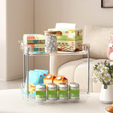 Maxbell 2 Tier Shower Shelf Bathroom Countertop Organizer for Toilet Kitchen Bedroom Transparent