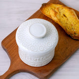 Maxbell Butter Crock with Lid Home Decor Storage Container for Restaurant Hotel Cafe white