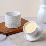 Maxbell Butter Crock with Lid Home Decor Storage Container for Restaurant Hotel Cafe white