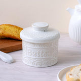 Maxbell Butter Crock with Lid Home Decor Storage Container for Restaurant Hotel Cafe white