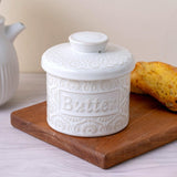 Maxbell Butter Crock with Lid Home Decor Storage Container for Restaurant Hotel Cafe white