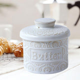 Maxbell Butter Crock with Lid Home Decor Storage Container for Restaurant Hotel Cafe white