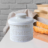 Maxbell Butter Crock with Lid Home Decor Storage Container for Restaurant Hotel Cafe white