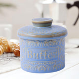 Maxbell Butter Crock with Lid Home Decor Storage Container for Restaurant Hotel Cafe light blue