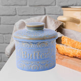 Maxbell Butter Crock with Lid Home Decor Storage Container for Restaurant Hotel Cafe light blue