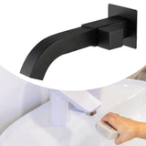 Maxbell Sink Tap Modern Square Wall Mounted Basin Tap for Commercial Bathtub Kitchen black Side opening