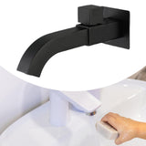 Maxbell Sink Tap Modern Square Wall Mounted Basin Tap for Commercial Bathtub Kitchen black  upper open