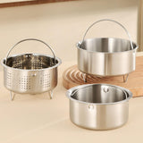 Maxbell Food Steamer with Handle Vegetable Steamer Basket for Bun Chicken Vegetables 13.8cmx6cm with Handle