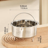 Maxbell Food Steamer with Handle Vegetable Steamer Basket for Bun Chicken Vegetables 13.8cmx8cm Drain Holes
