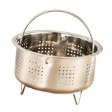Maxbell Food Steamer with Handle Vegetable Steamer Basket for Bun Chicken Vegetables 13.8cmx8cm Drain Holes