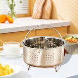 Maxbell Food Steamer with Handle Vegetable Steamer Basket for Bun Chicken Vegetables 13.8cmx8cm Drain Holes