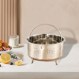 Maxbell Food Steamer with Handle Vegetable Steamer Basket for Bun Chicken Vegetables 13.8cmx8cm Drain Holes