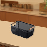 Maxbell Storage Basket Decor Multipurpose Sundries Basket for Kitchen Bathroom Snack L Black