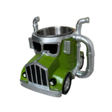 Maxbell Semi Truck Shaped Mug Novelty Coffee Cup for Home Birthday Gift Truck Lovers Green