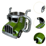 Maxbell Semi Truck Shaped Mug Novelty Coffee Cup for Home Birthday Gift Truck Lovers Green