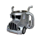 Maxbell Semi Truck Shaped Mug Novelty Coffee Cup for Home Birthday Gift Truck Lovers Silver