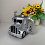 Maxbell Semi Truck Shaped Mug Novelty Coffee Cup for Home Birthday Gift Truck Lovers Silver