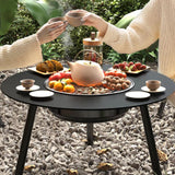 Maxbell Barbecue Grill Multifunctional Stable Cookware for Travel Backpacking Hiking black 6 pieces