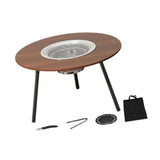 Maxbell Barbecue Grill Multifunctional Stable Cookware for Travel Backpacking Hiking wood 8 pieces